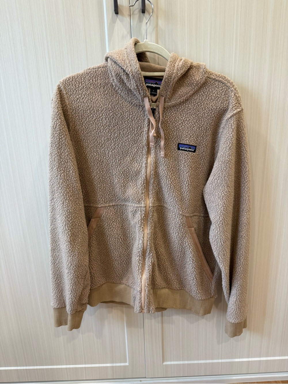 Patagonia Tan Sherpa Fleece Full-Zip Hoodie